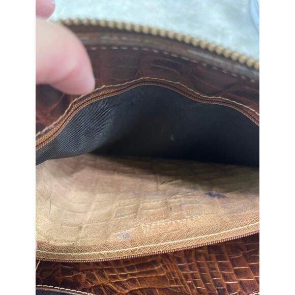 Brahmin Croc print shoulder bag brown vintage Needs TLC - Picture 13 of 16
